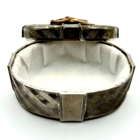 Vintage Godinger Oval Metal Gift / Trinket / Jewelry Box With Removable Lid - Picture 4 of 9